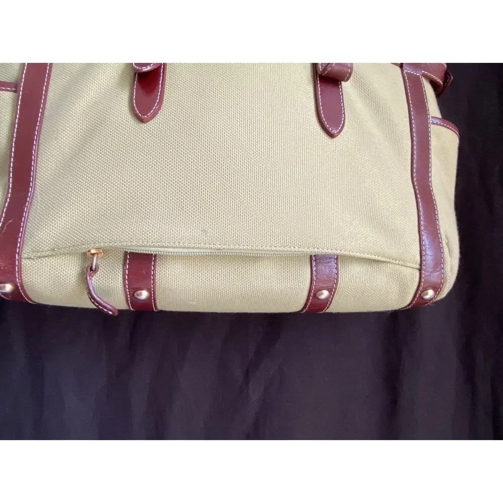 Coakley travel work bag - canvas and british tan leather with padding pockets